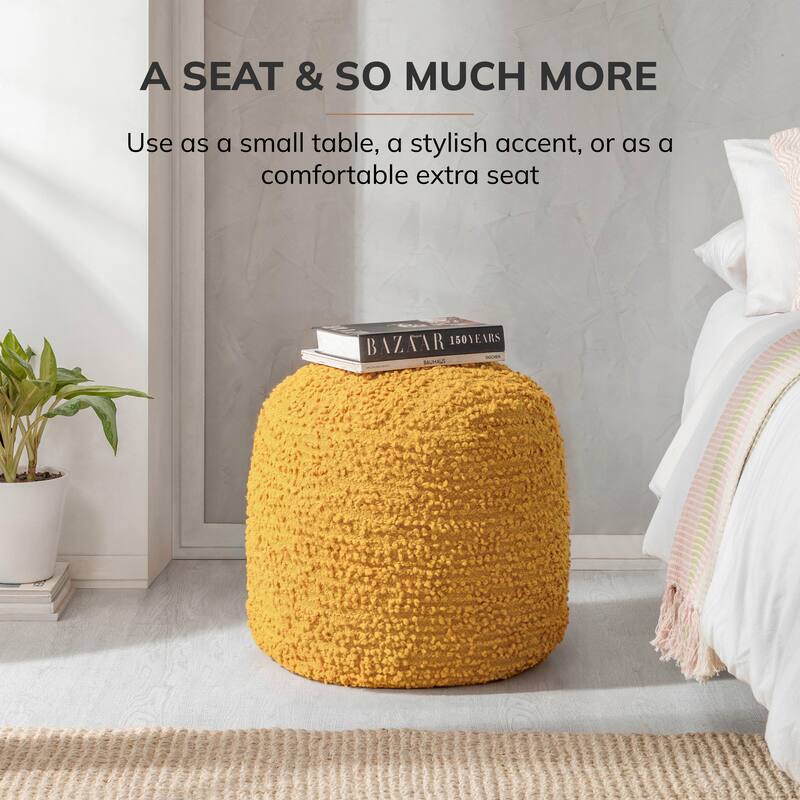 Jani 22-inch Terracotta Pouf - Handcrafted Handmade Round Ottoman for Seating, Footrest, Home Decor for Living Room, Bedroom