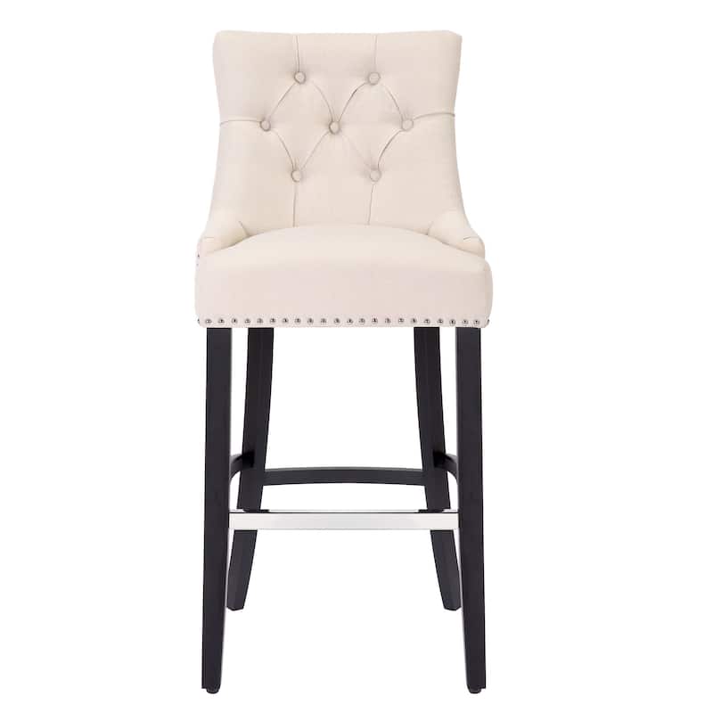 Carter 29" Linen Fabric Tufted Upholstered BarStool - N/A