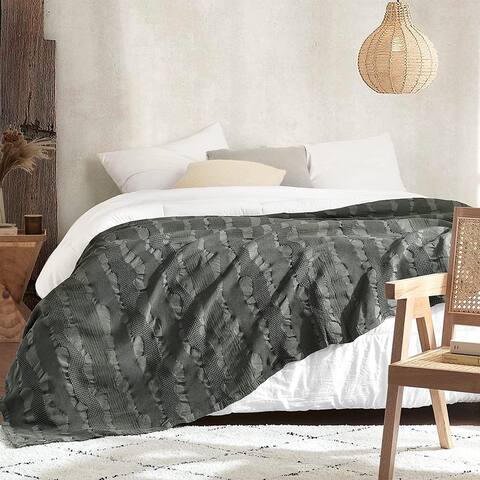 Terra é Pais - Textured Throw Blanket - Forest Black