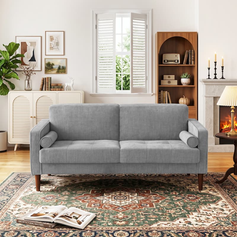 62.5'' W Corduroy Couch Upholstered Square Arm Sofa