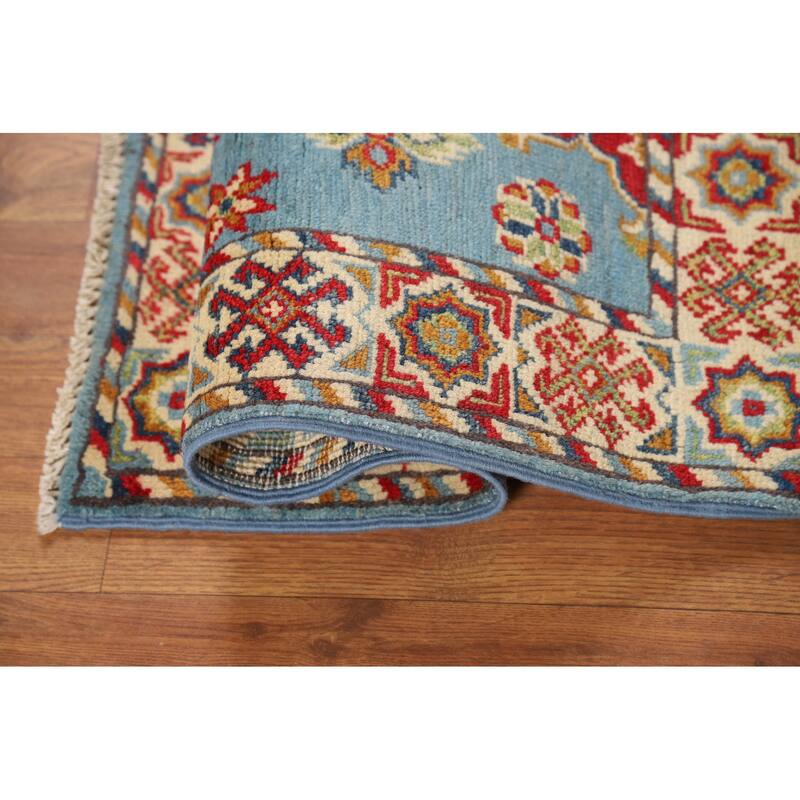 Light Blue Kazak Foyer Rug Handmade Traditional Wool Carpet - 2'0" x 3'0"