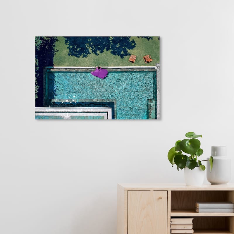 Wynwood Studio Fashion and Glam Lady in Violet Swim Blue and Turquoise Modern & Contemporary Wall Art Canvas Print - 20 x 30