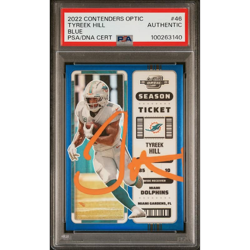 Tyreek Hill 2022 Panini Contenders Optic Blue Signed Card #46 Auto PSA 39/99 - 8' x 11'