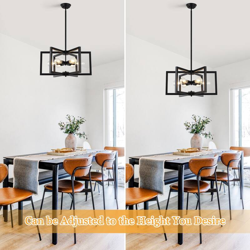 6 Light Simple Modern Chandelier Adjustable Height Light Bulb Not Included