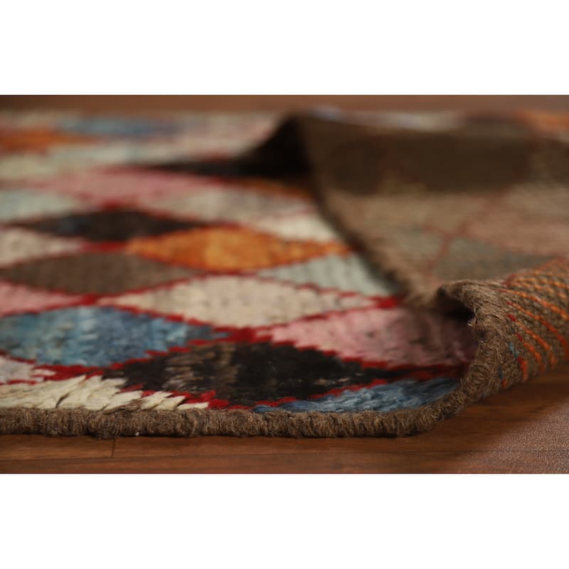 All-Over Trellis Moroccan Oriental Runner Rug Handmade Wool Carpet - 2'7" x 10'1"