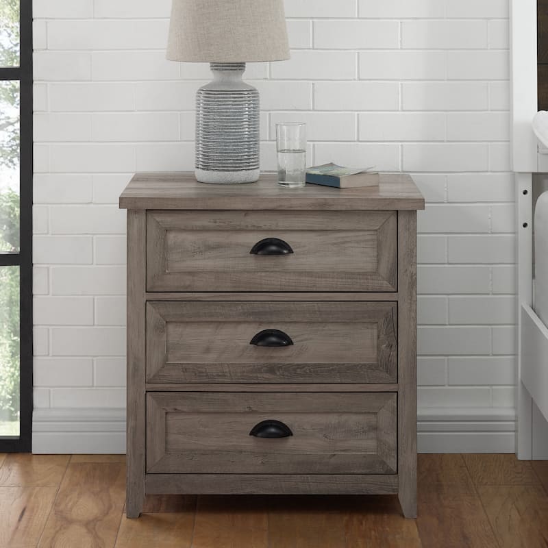 Middlebrook Designs 3 Drawer Farmhouse Nightstand - Grey Wash
