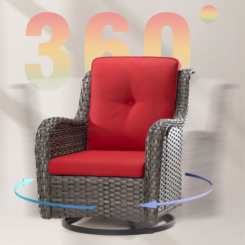 Cozywor 3-Piece Wicker Patio Swivel Outdoor Rocking Chair Set