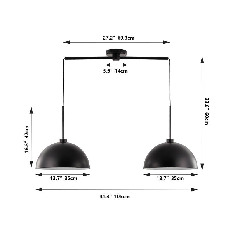 Modern Double Pendant Lights with Adjustable Suspension Height(Bulbs Not Included)
