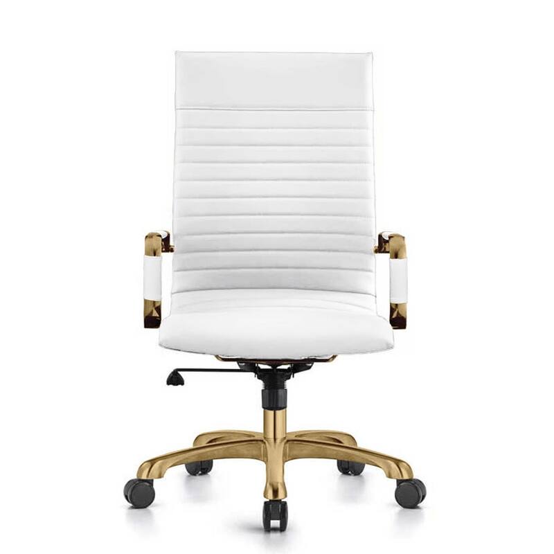 LeisureMod Harris Leatherette Office Chair With Gold Frame - Grey - 23"Dx23"Wx46"H