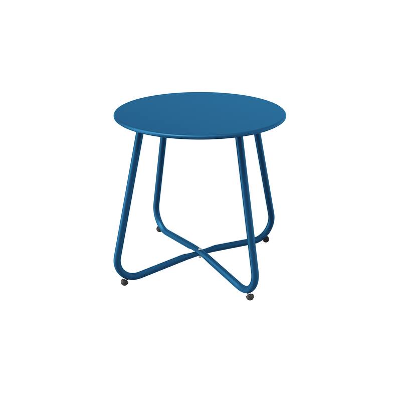 Clihome Outdoor Modern Steel Round Accent Side Table - Blue