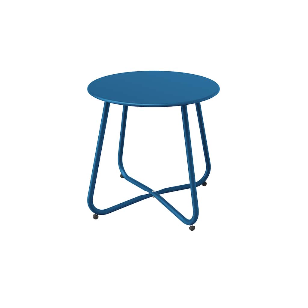 Clihome Outdoor Modern Steel Round Accent Side Table