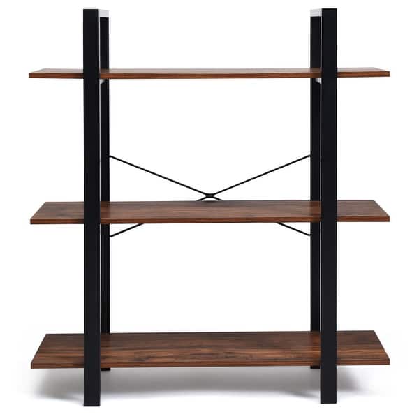 Shop Gymax 3 Tiers Bookshelf Industrial Bookcases Metal Frame