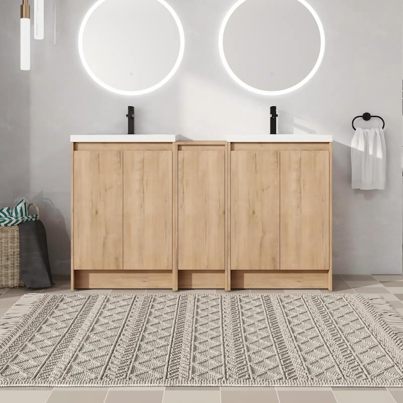 Malwee 36"/48"/60" Bathroom Vanity with Sink, FreeStanding Vanity with Soft Close Door and Adjustable Shelf - 59.1"×18.1"×35.3"