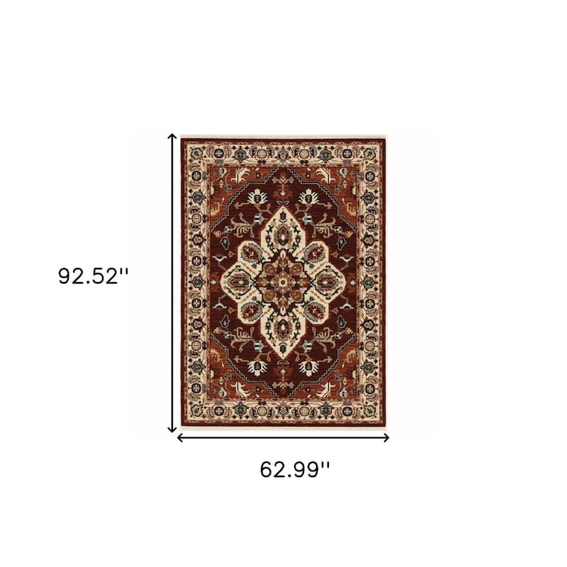 HomeRoots Oriental Traditional Rectangle Area Rug - 5' X 8'