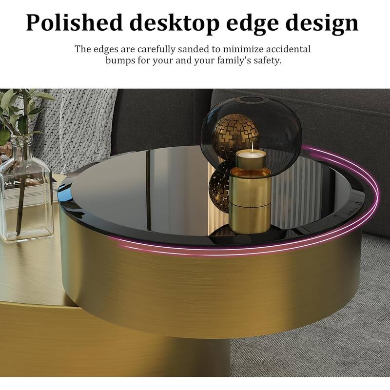 Classic and Luxurious 50 inch 2 Tiers Rotatable Oval Coffee Table Center Table