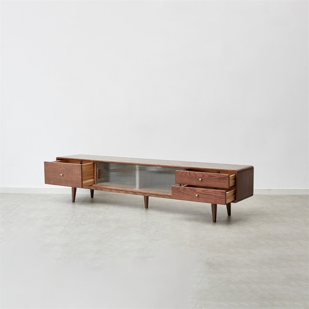 Walnut Color North America A Grade Solid Red Oak TV Cabinet