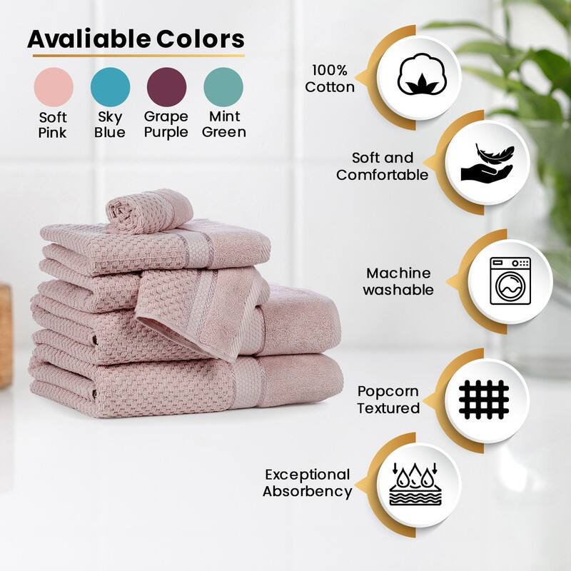 Hand Towels Popcorn Textured-Quick Drying 18 X 28 Inch by Ample Decor