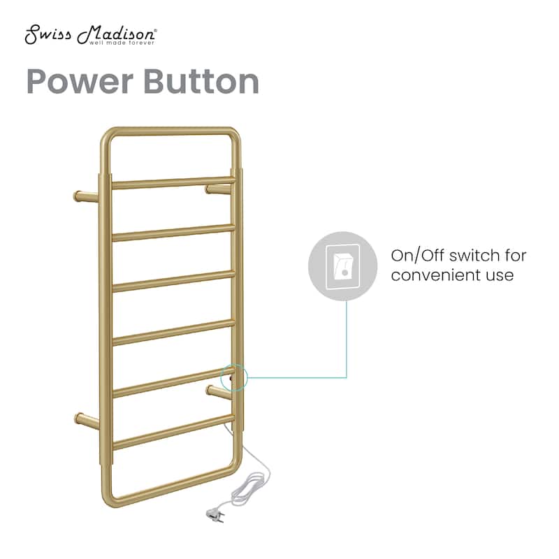 Ivy 8-Bar Electric Towel Warmer In Brushed Gold - 19.69" x 40.94" x 4.45"