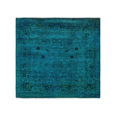 Contemporary Overdyed Wool Hand Knotted Square Area Rug - 4' 0" x 4' 2"