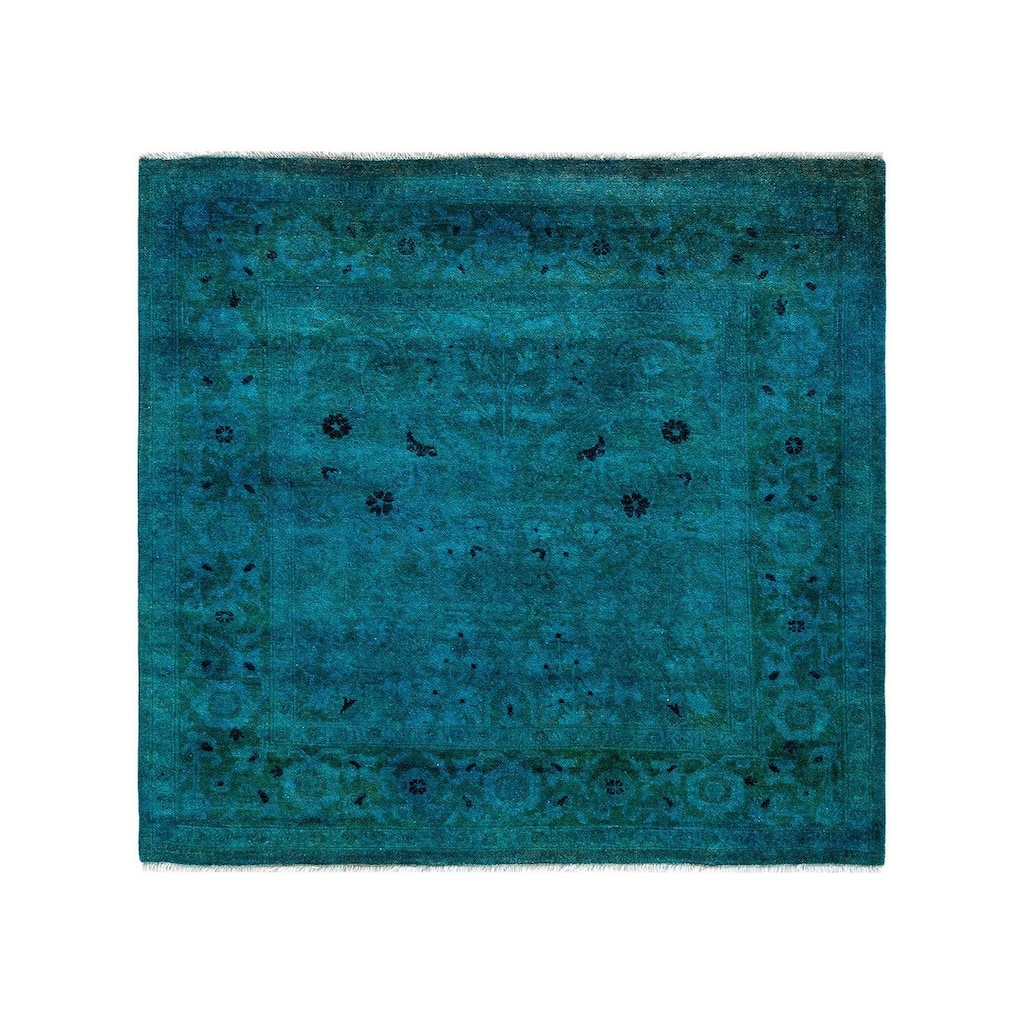 Contemporary Overdyed Wool Hand Knotted Square Area Rug - 4' 0" x 4' 2"