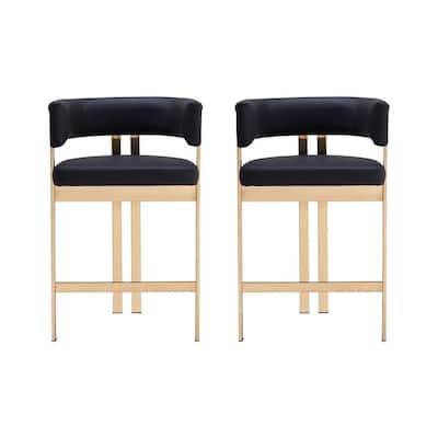INFINITY Set Of 2 Luxurious Faux Leather Bar Stools