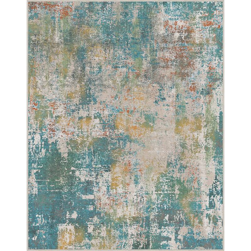 Mcow Abstract Taupe Collection Machine-Washable Non-Slip Area Rug - 8' x 10'