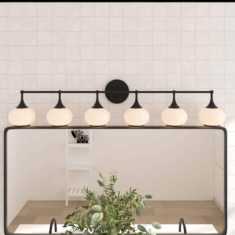 Acroma Aged Brass/Polished Chrome Finish Modern Globe Vanity Light