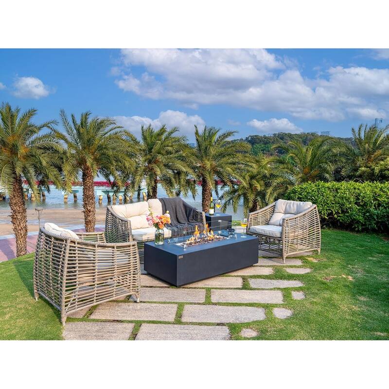 Chelsea 55" Rectangular Outdoor Fire Pit Table by AMS Fireplace - Propane