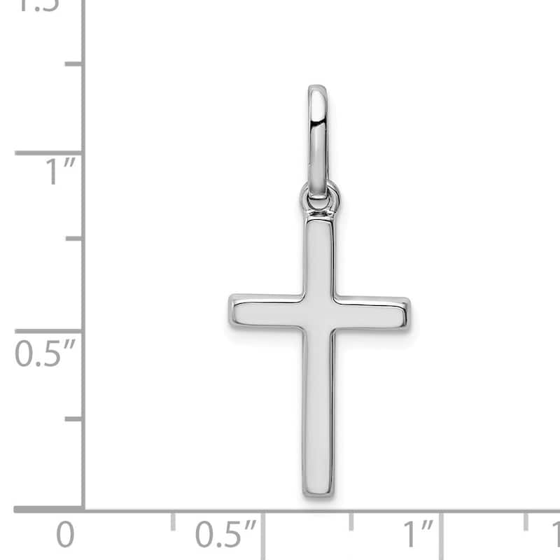 Curata 14k White Gold 18" Polished Flat Small Cross Necklace - 19x13mm