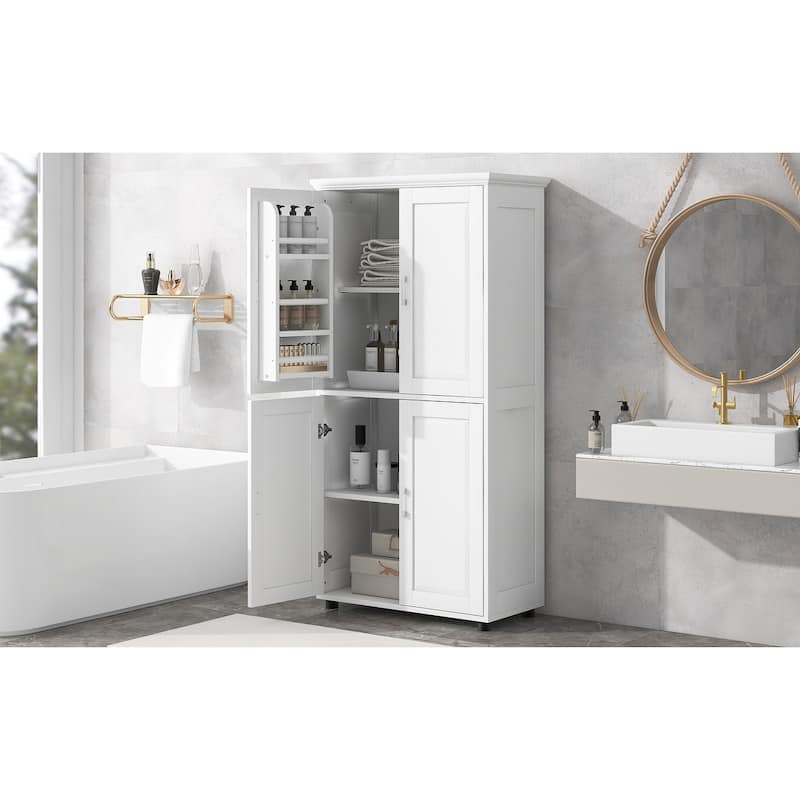Bathroom Floor Storage Cabinet, Bathroom Storage Unit, Freestanding Cabinet with Adjustable Shelves Bathroom Organizer Cabinet