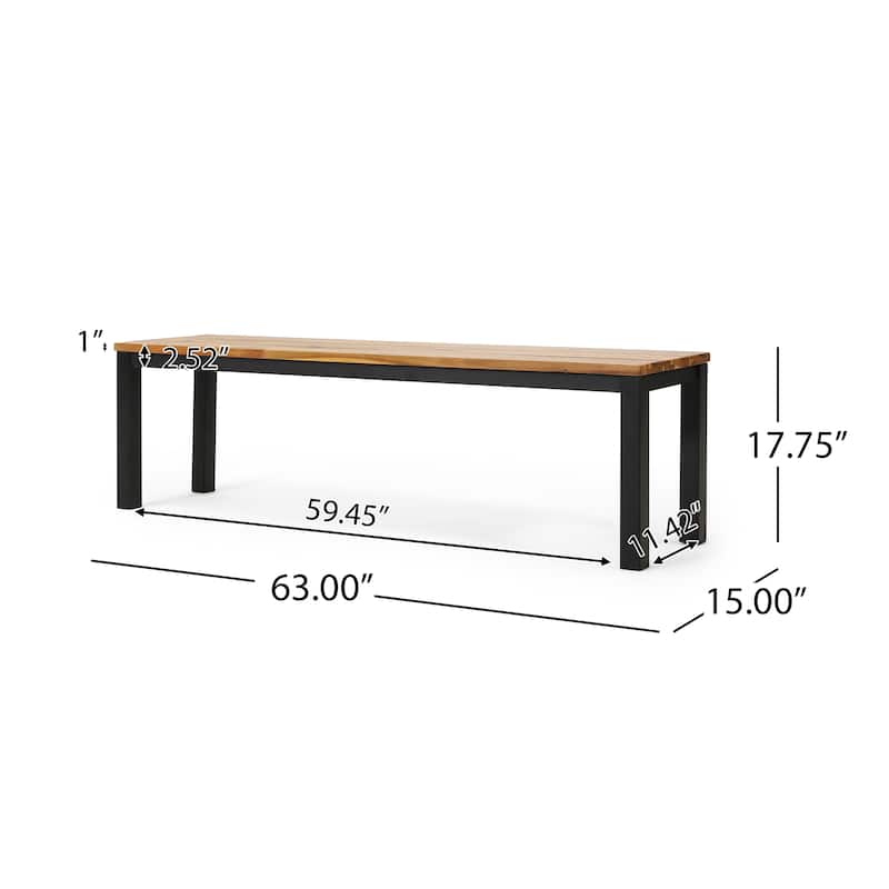 Lindsey Acacia Wood and Iron Outdoor Dining Bench by Christopher Knight Home