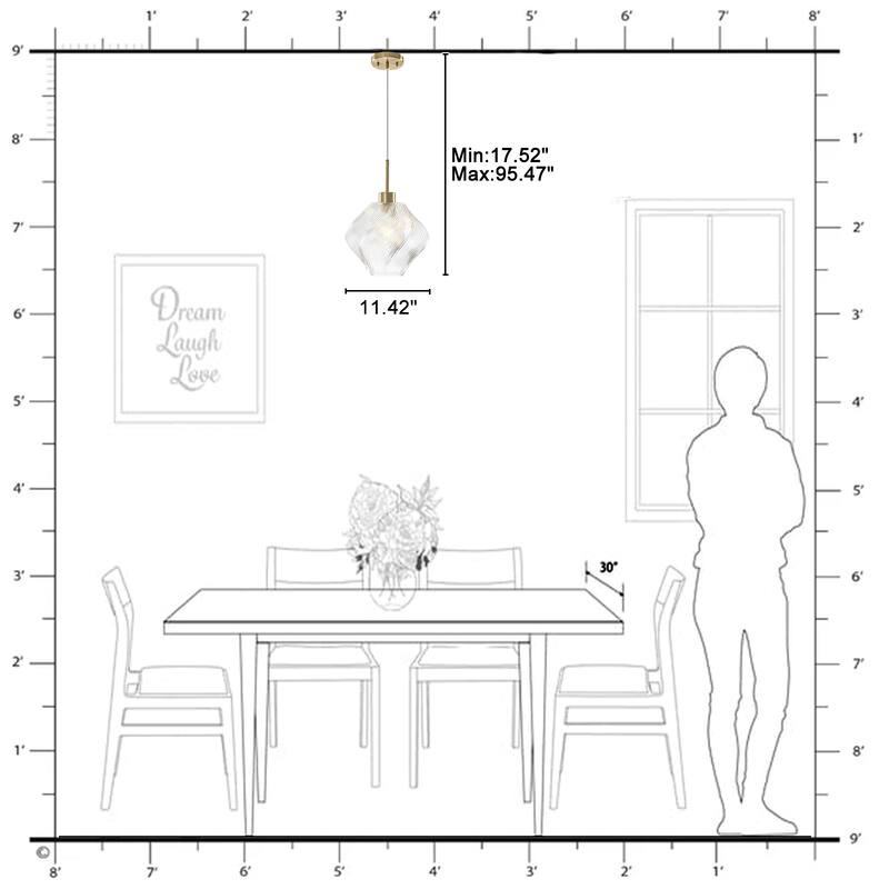 Modern Gold Kitchen Island Pendant Light with Clear Glass Shade - Dia.11.42-in