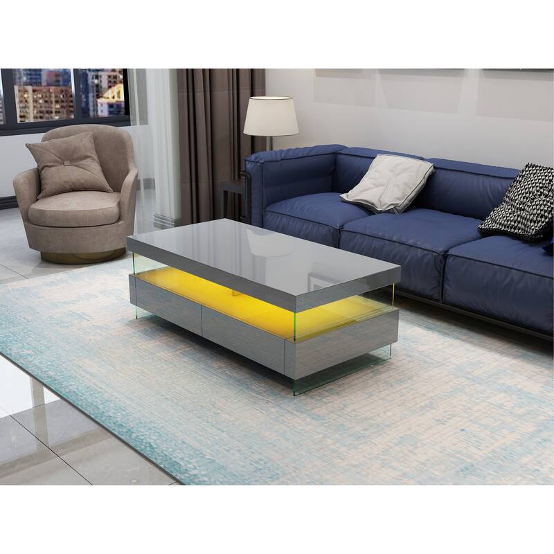Modern Contemporary Coffee Table Made with Wood And Glossy Finish