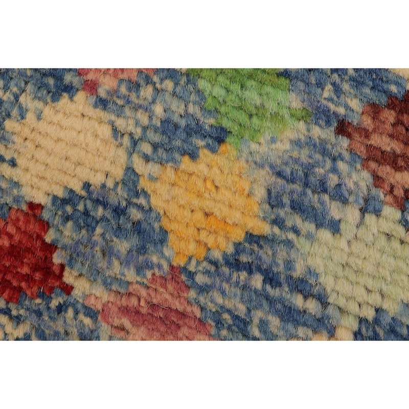 Modern Balochi Odom Blue/Gold Hand Knotted Wool Rug - 3'6'' x 4'10''