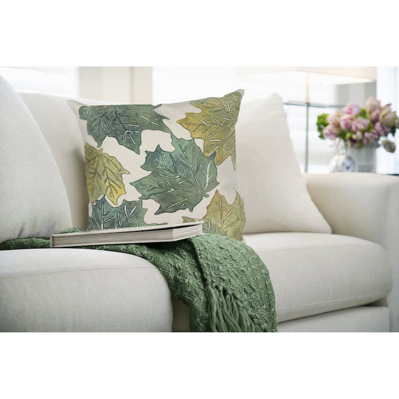 Liora Manne Visions IV Leaf Toss Indoor/Outdoor Pillow - 20" x 20" - Forest Cloud