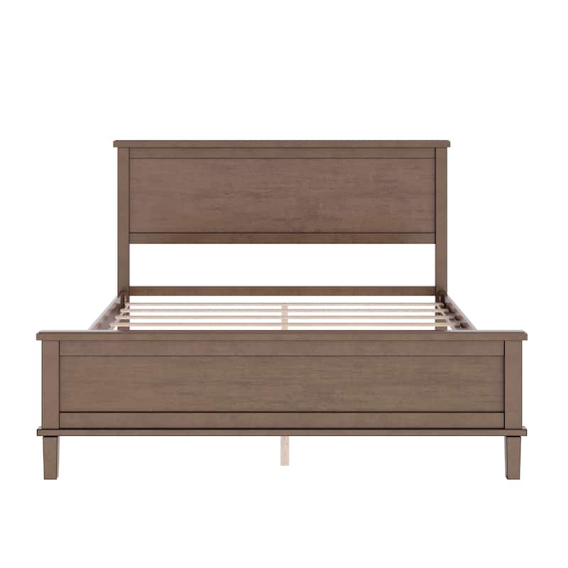 Classic Platform Bed Wood Slat Support Bed Headboard, Underbed Storage