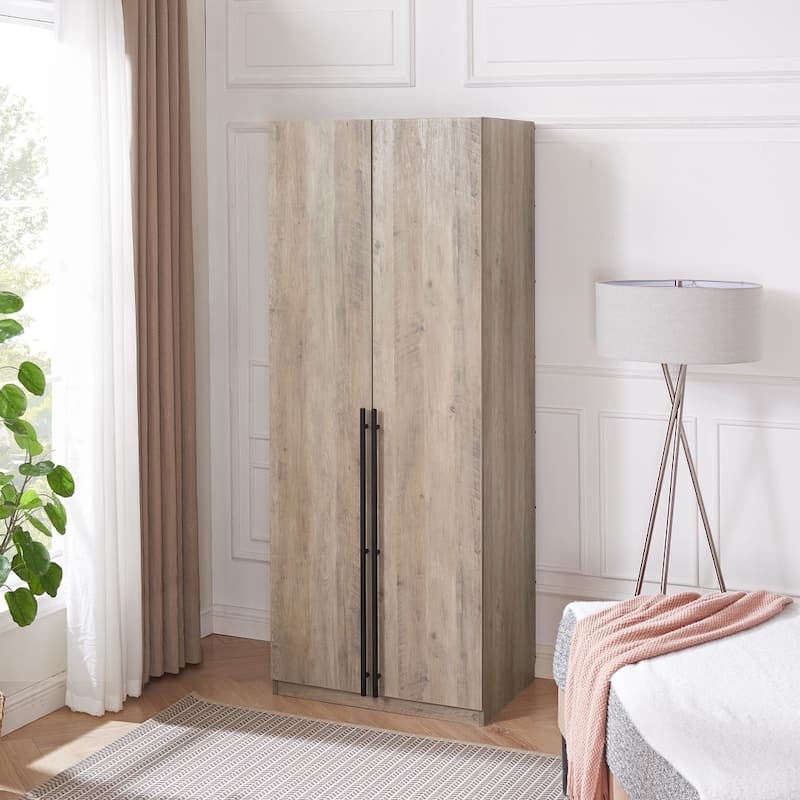Manhattan Comfort Lee Modern 2.0 Freestanding Wardrobe Closet Armoire - Rustic Grey