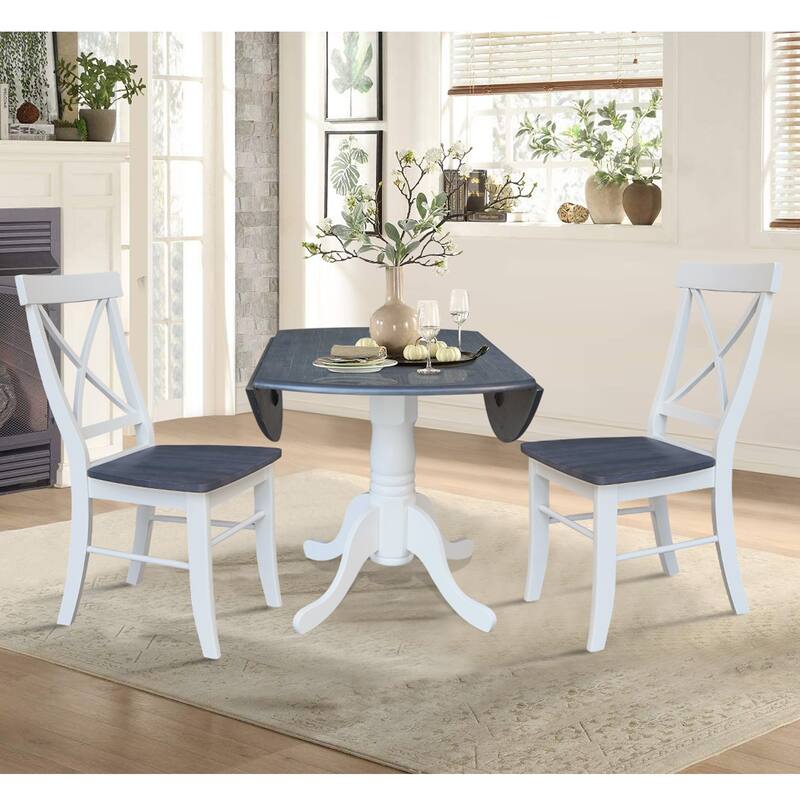 42" Dual Drop Leaf Table with X-back Chairs Set