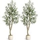 preview thumbnail 23 of 22, Artificial Olive Tree, Faux Silk Plant with White Planter, Natural Trunk & Fruits for Home or Office Decor, 1 Pack 5FT(2pcs)