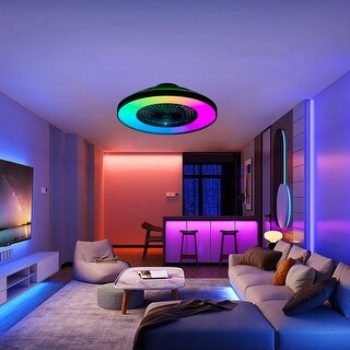 23-inch Ceiling Fan Light with LED RGB-Dimmable & Color-Changing, APP ...