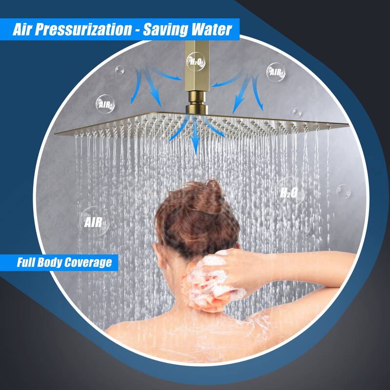 12" Square High Pressure Rain Shower Head,304 Stainless Steel Rain Shower Head