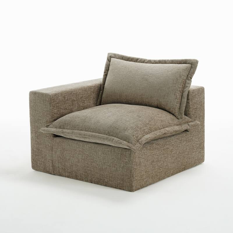 42"W Chenille Upholstered No Assembly Corner Chair - Left Facing - Camel