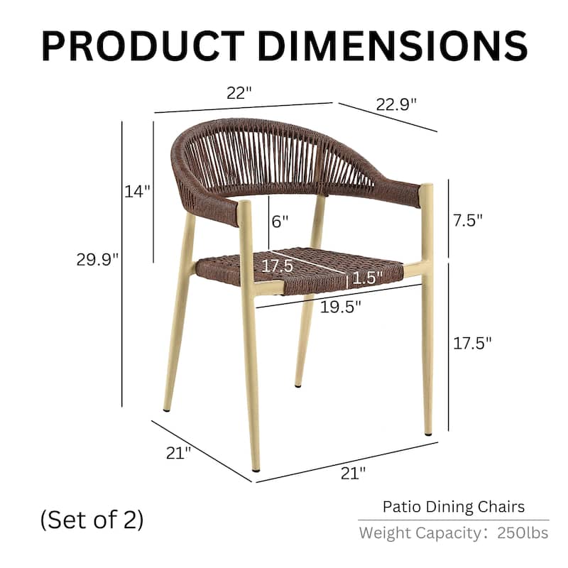 Holcomb Modern Wicker Rope Curved Patio Dining Arm Chair by Furniture of America