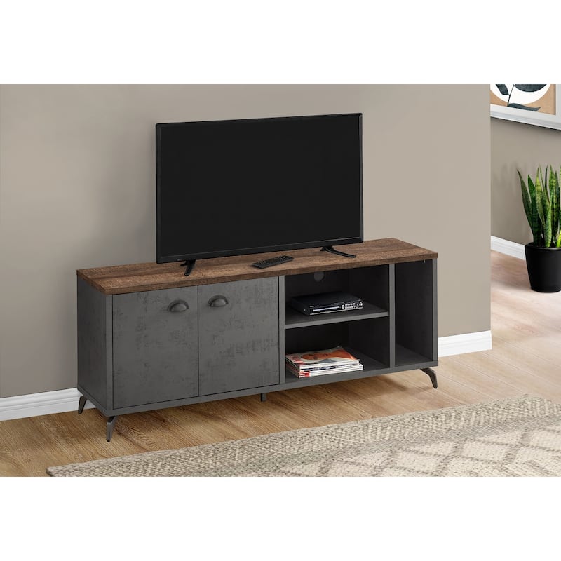 60 Inch Media Console, Industrial-Style TV Stand with 2 Cabinets & 3 Shelves, Modern Living Room Furniture