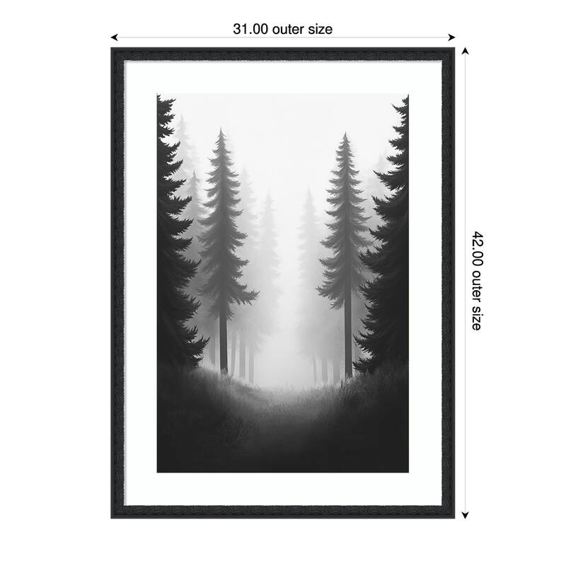 Contrast Trees No. 1 by Tradelink inhouse artist Wood Framed Wall Art Print - Bethany Black - 31 x 42 in