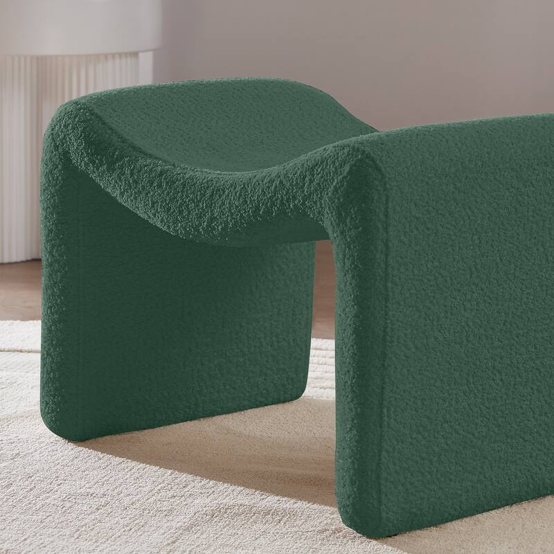 VANOMi Upholstered Pouf, Mid-Century Modern Ottoman, Cometemporary Foot Stool For Living Room Extra Vanity Seat For Small Space