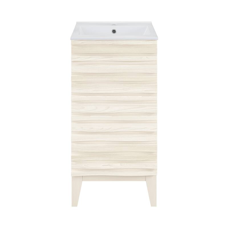 Cascade 18" Freestanding Bathroom Vanity In White Oak With Sink Top - 18