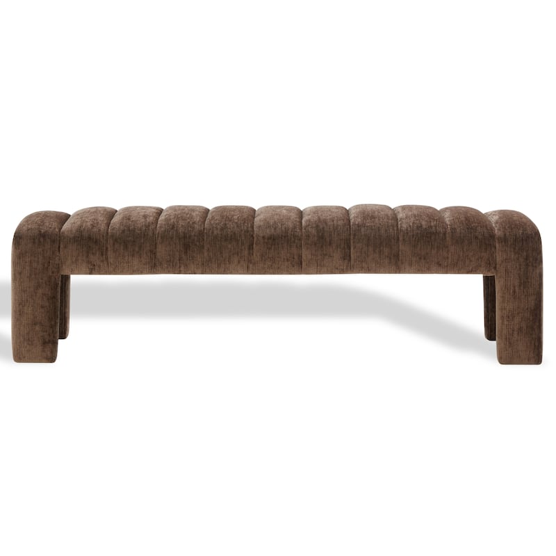 SAFAVIEH Couture Bellisima Channel Tufted Bench, Fully Assembled - 63"W x 17"D x 17"H - Brown