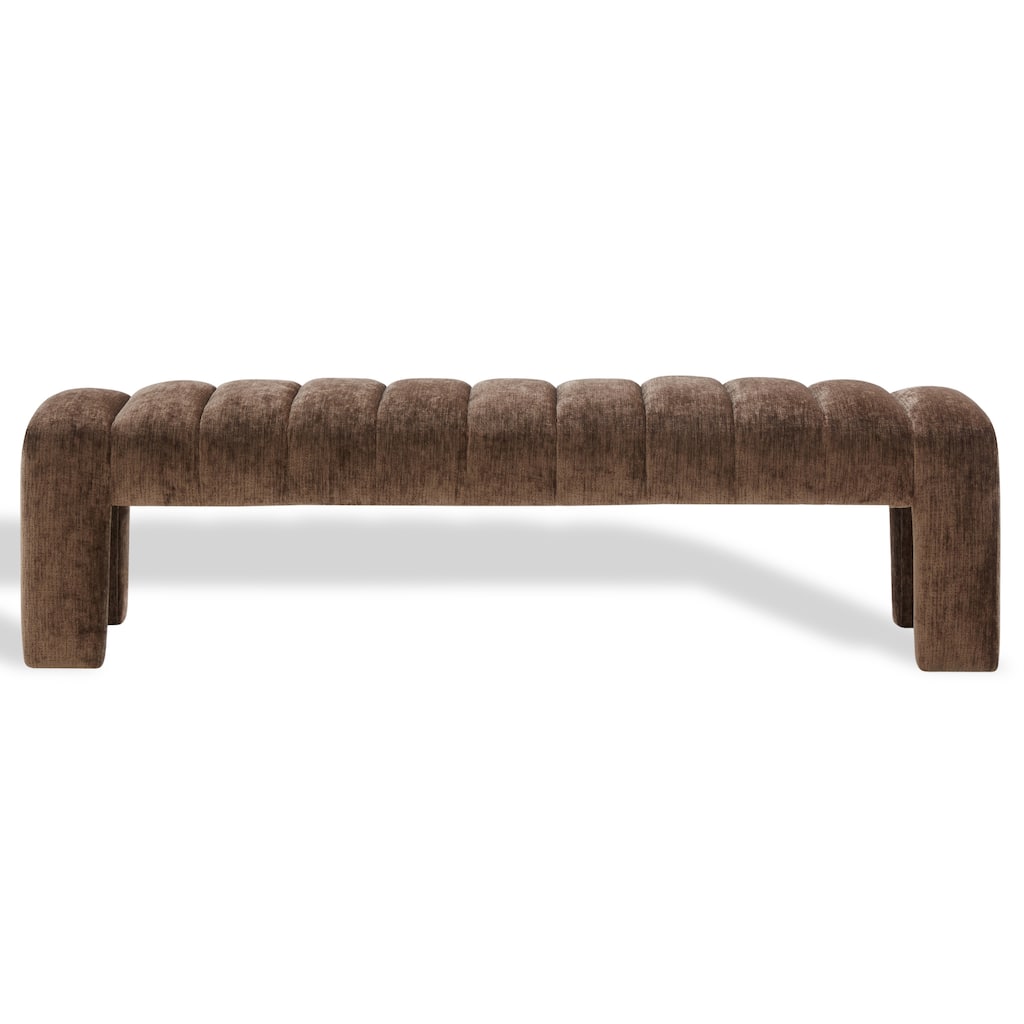 SAFAVIEH Couture Bellisima Channel Tufted Bench, Fully Assembled - 63"W x 17"D x 17"H