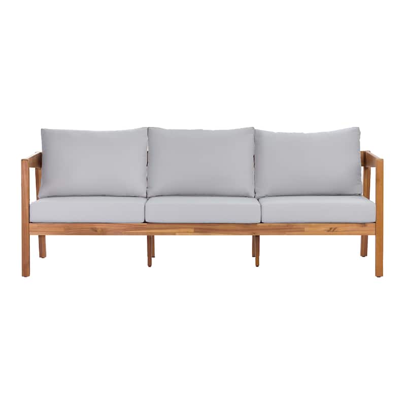 Christopher Knight Home - Outdoor 5-Piece Teak Finish Wood Patio Conversation Set with Cushions and Rectangle Table